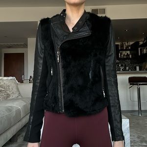 BCBG fur Leather Jacket